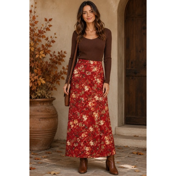 Christopher & Banks Dresses & Skirts - Cottagecore Romantic Floral Maxi Skirt Fall Western Boho Prairie Artsy Size 16